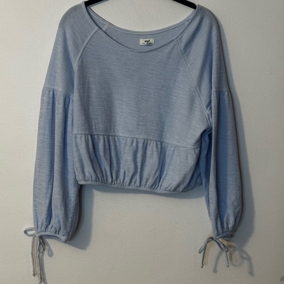 EUC Aerie Light Blue Endless Summer Off-the-Shoulder Sweater in XS - Picture 2 of 5